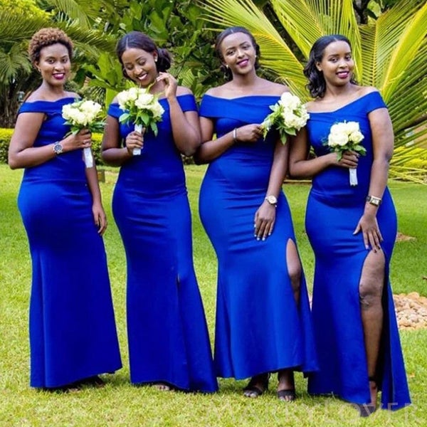 Off Shoulder Royal Blue Satin Long Mermaid Bridesmaid Dresses , BN1090 MarryLover Off Shoulder Royal Blue Satin Long Mermaid Bridesmaid Dresses , BN1090 MarryLover