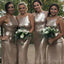 Champagne Sequins Mermaid Long Bridesmaid Dresses , BN1023