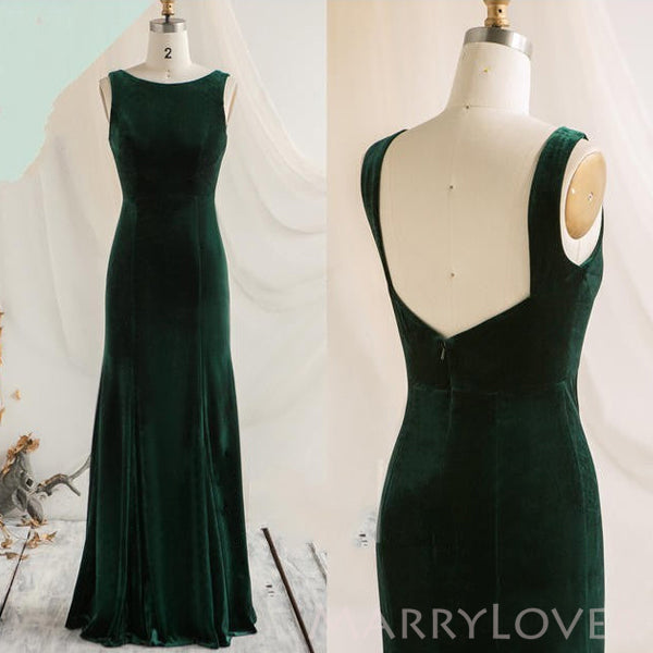 Dark Green Velvet Bateau Mermaid Long Custom Bridesmaid Dresses , BN11 MarryLover Dark Green Velvet Bateau Mermaid Long Custom Bridesmaid Dresses , BN11 MarryLover