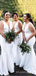 White Deep V-neck Mermaid Long Custom Bridesmaid Dresses , BN1205