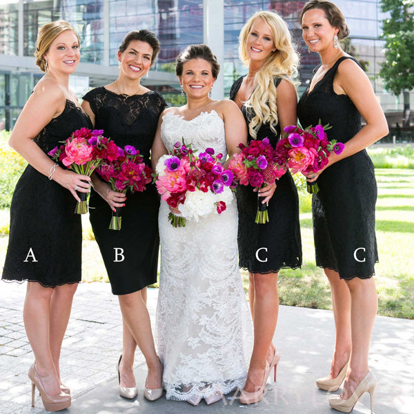 Mismatched Black Lace Short Custom Bridesmaid Dresses , BN1206 MarryLover Mismatched Black Lace Short Custom Bridesmaid Dresses , BN1206 MarryLover