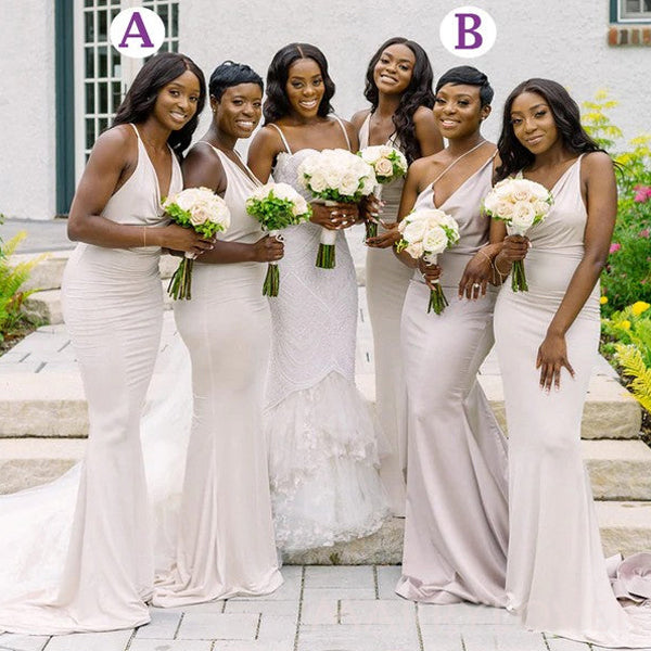 Simple Mismatched Spaghetti Straps Long Mermaid Custom Bridesmaid Dres MarryLover Simple Mismatched Spaghetti Straps Long Mermaid Custom Bridesmaid Dres MarryLover