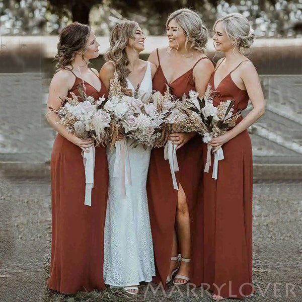 Simple Spaghetti Straps V-neck Long Custom Bridesmaid Dresses , BN1271 Simple Spaghetti Straps V-neck Long Custom Bridesmaid Dresses , BN1271