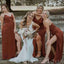 Simple Spaghetti Straps V-neck Long Custom Bridesmaid Dresses , BN1271