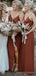 Simple Spaghetti Straps V-neck Long Custom Bridesmaid Dresses , BN1271