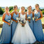 A-line Dusty Chiffon Spaghetti Straps Long Custom Bridesmaid Dresses , BN1279