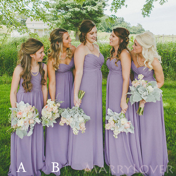 Simple A-line Purple Chiffon Strapless Long Custom Bridesmaid Dresses , BN1343 Simple A-line Purple Chiffon Strapless Long Custom Bridesmaid Dresses , BN1343