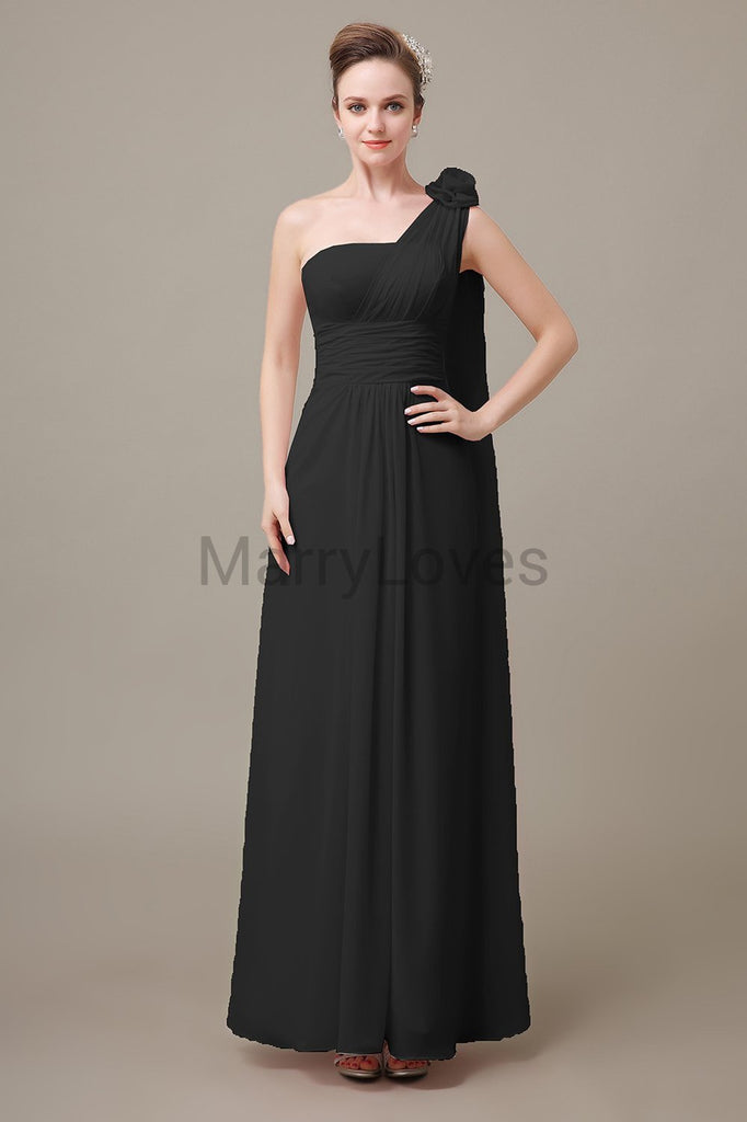 One Shoulder Long Chiffon Bridesmaid Dresses