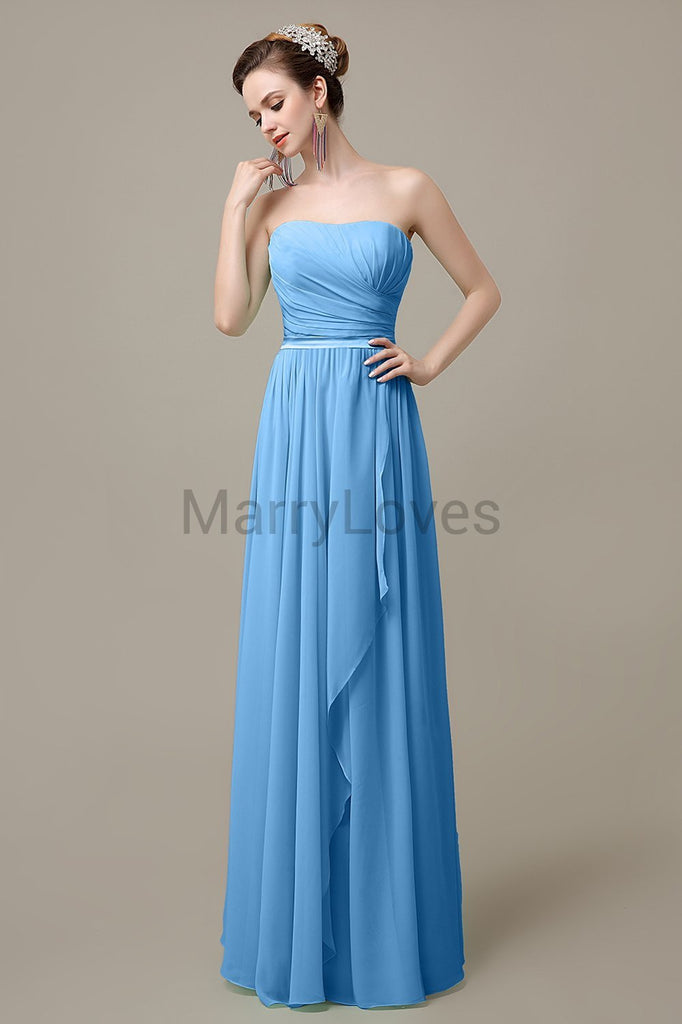 Strapless Pleats Chiffon Bridesmaid Dresses