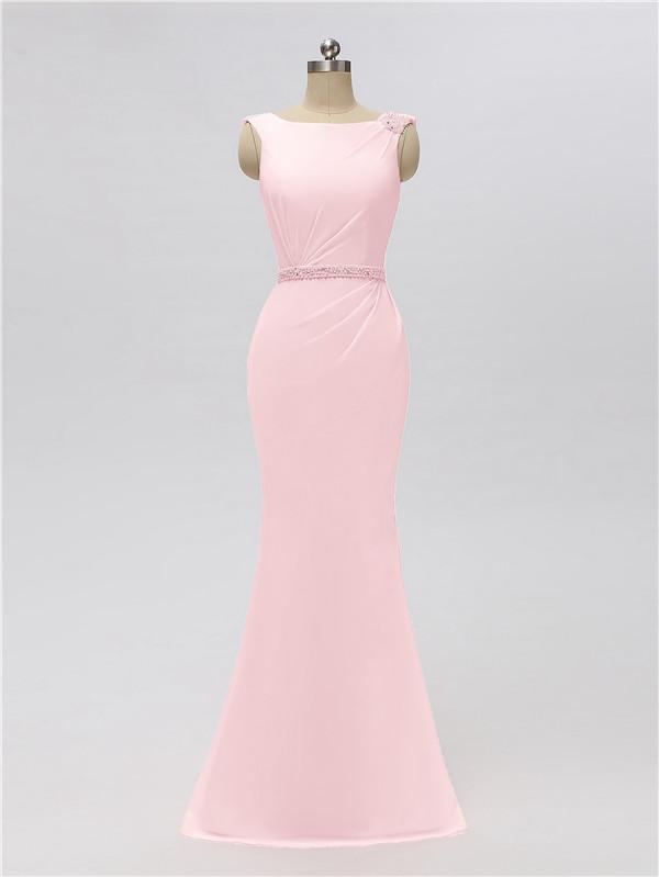 Mermaid Bateau Chiffon Floor Length Bridesmaid Dresses