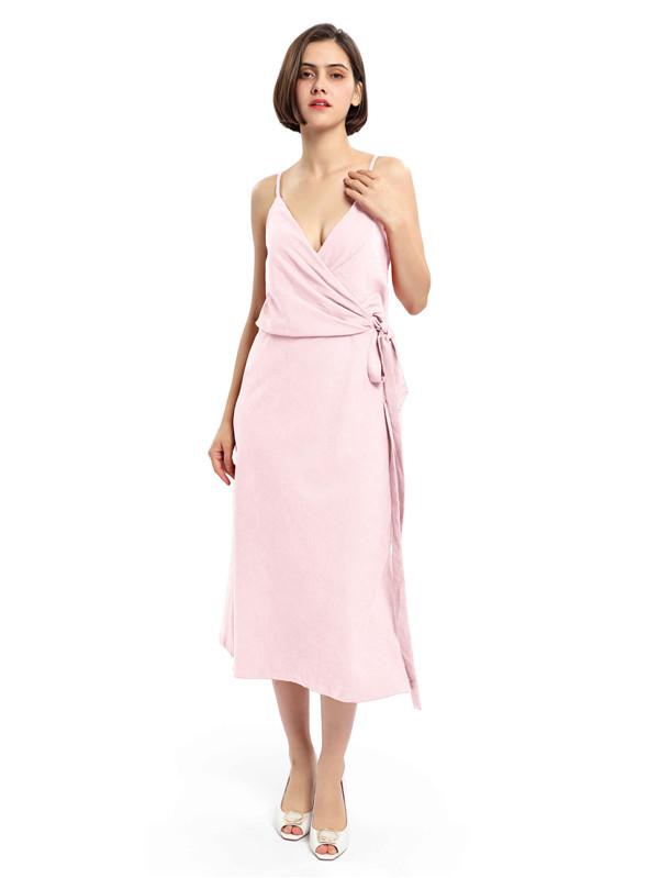 Spaghetti Straps V-neck Split Bridesmaid Dresses