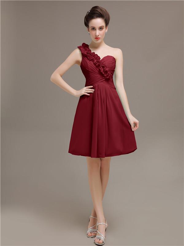 One Shoulder Pleats Bridesmaid Dresses