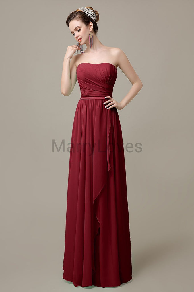 Strapless Pleats Chiffon Bridesmaid Dresses