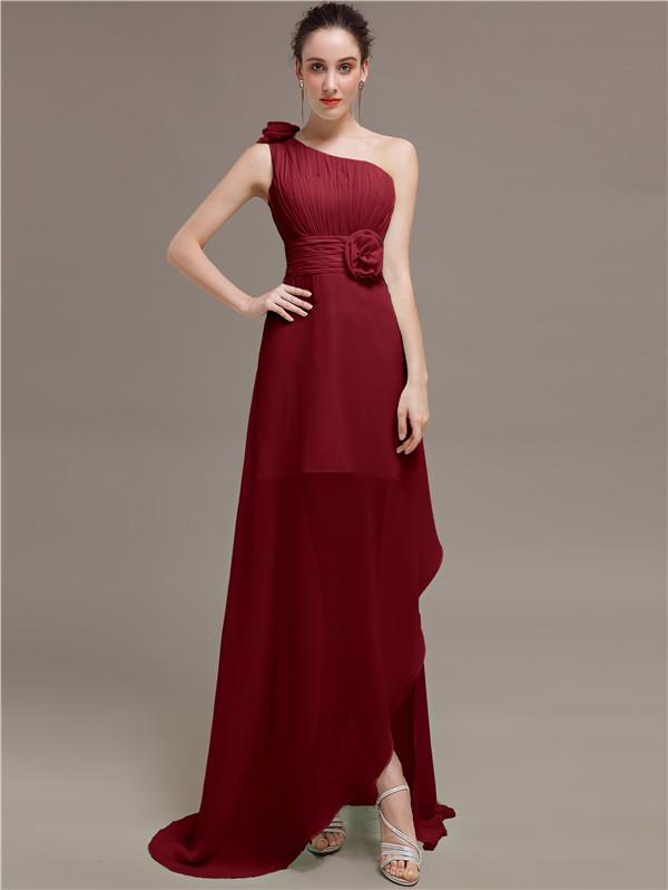 One Shoulder Flowers Bridesmaid Dresses