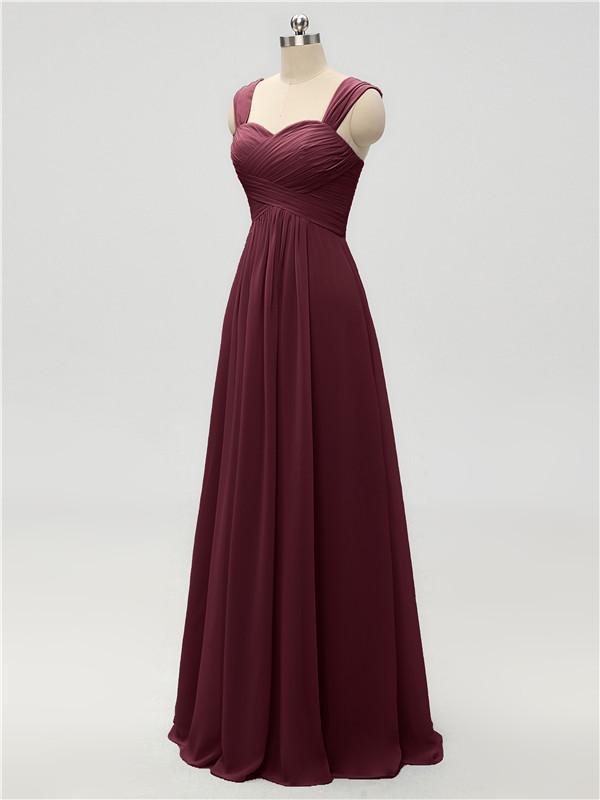 Strap Chiffon Floor Length Bridesmaid Dresses