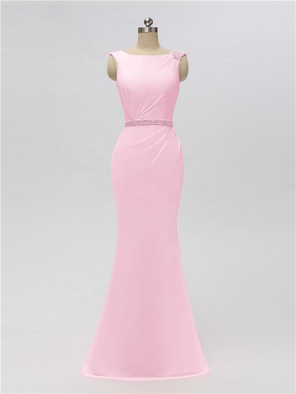 Mermaid Bateau Chiffon Floor Length Bridesmaid Dresses