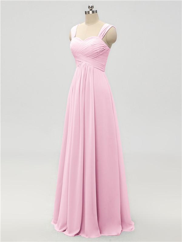 Strap Chiffon Floor Length Bridesmaid Dresses