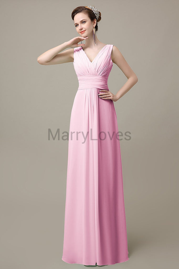 V-Neck Sleeveless Chiffon Bridesmaid Dresses