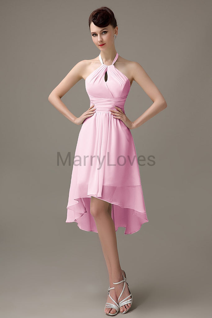Halter High-Low Chiffon Bridesmaid Dresses