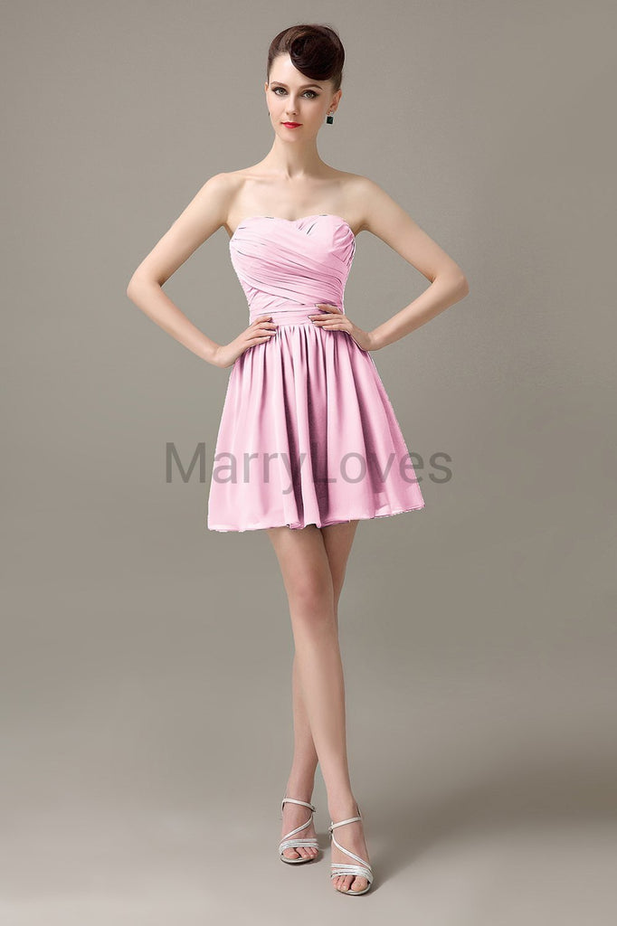 Sweetheart Chiffon Short Bridesmaid Dresses
