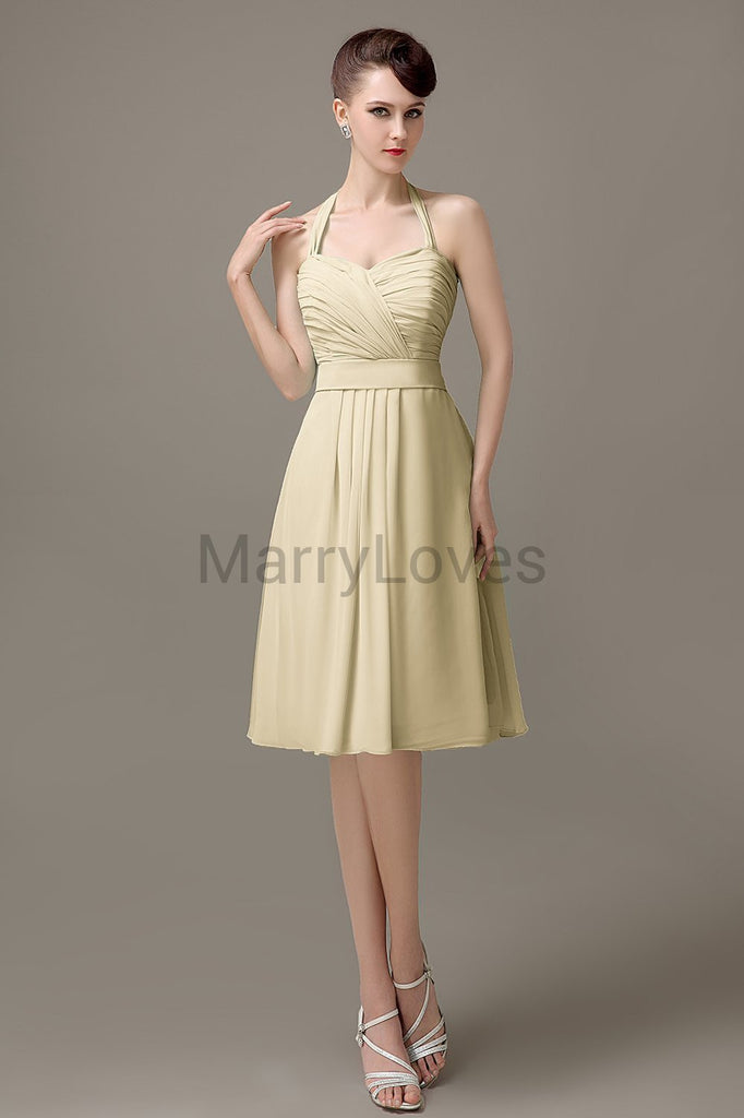 Halter Chiffon Short Bridesmaid Dresses