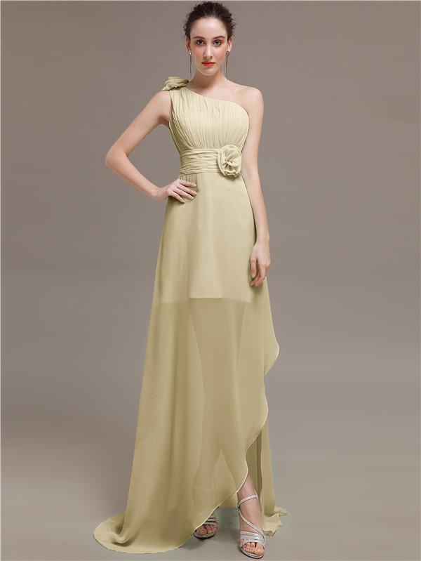 One Shoulder Flowers Bridesmaid Dresses