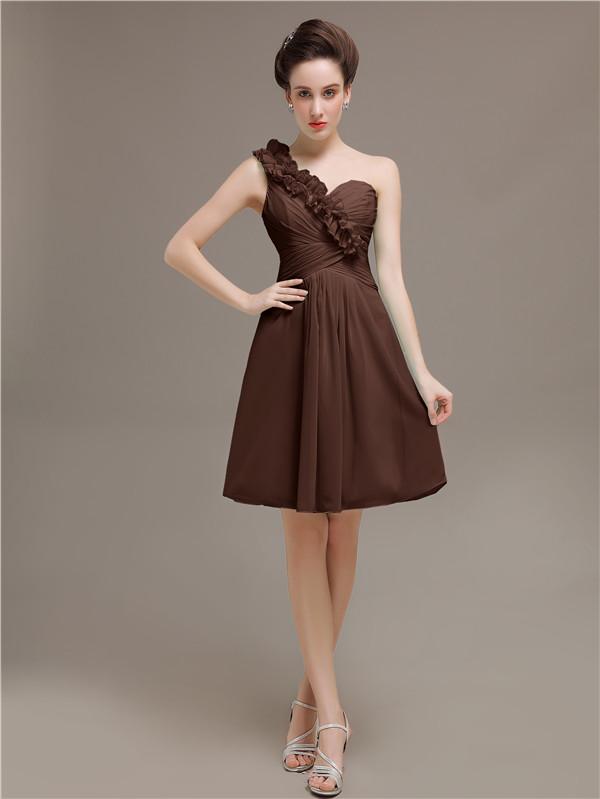 One Shoulder Pleats Bridesmaid Dresses