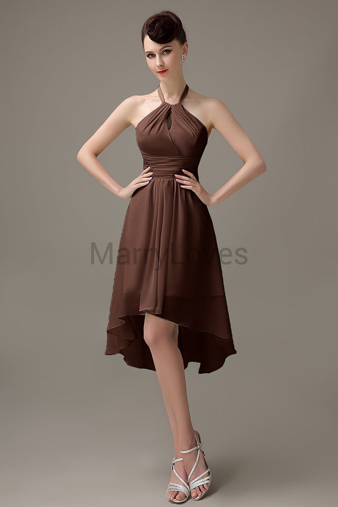 Halter High-Low Chiffon Bridesmaid Dresses