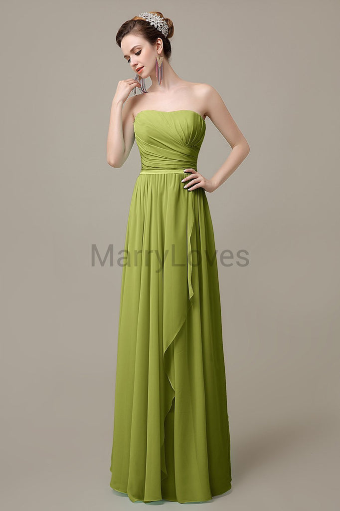 Strapless Pleats Chiffon Bridesmaid Dresses