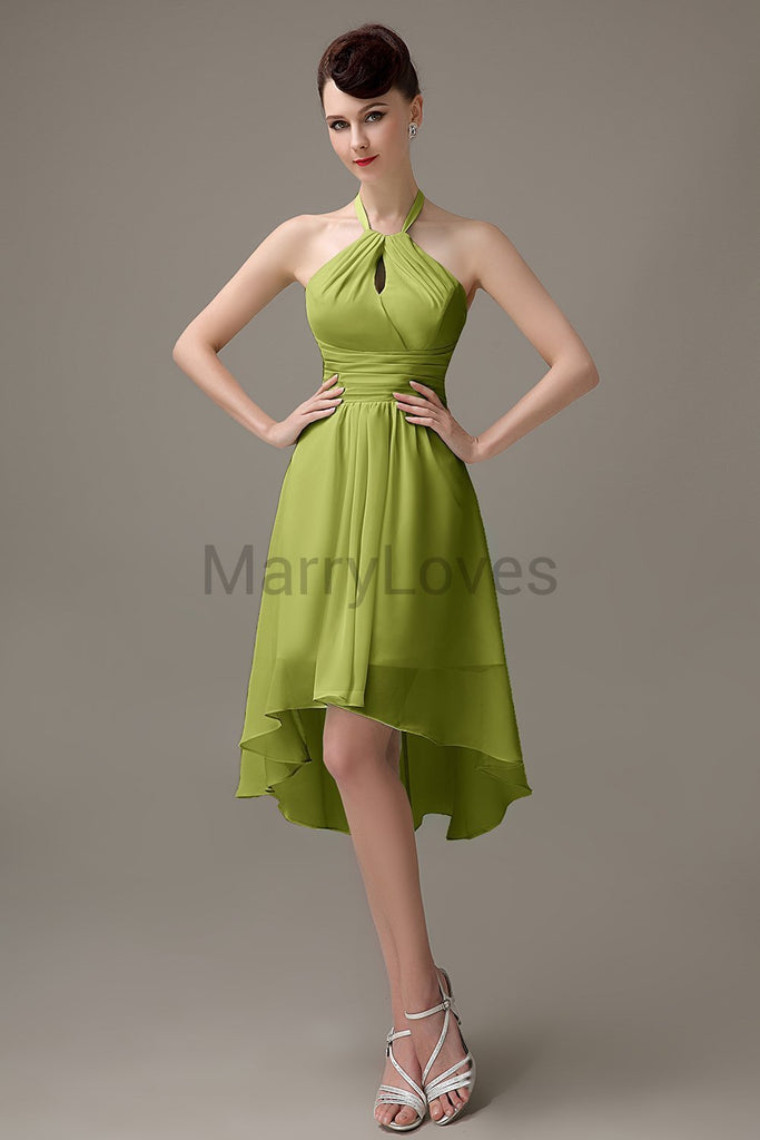 Halter High-Low Chiffon Bridesmaid Dresses