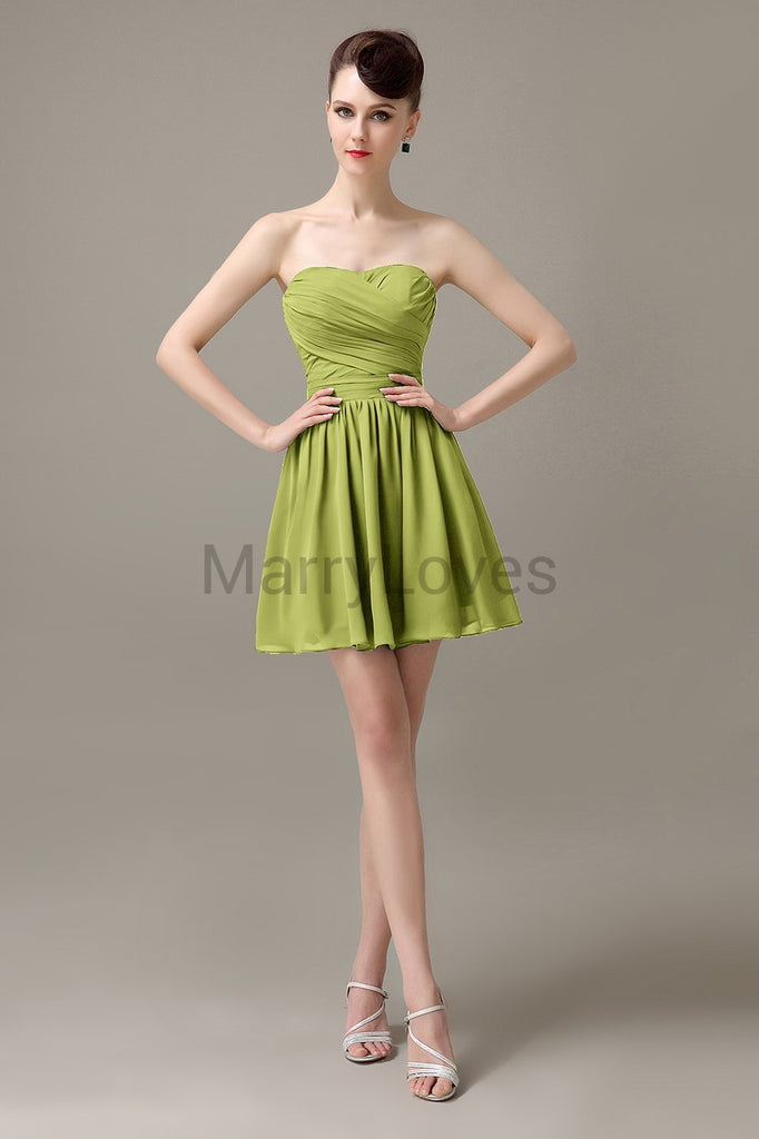 Sweetheart Chiffon Short Bridesmaid Dresses