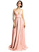 Spaghetti Strap Satin V-neck Prom Dresses