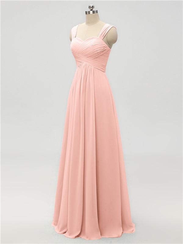 Strap Chiffon Floor Length Bridesmaid Dresses