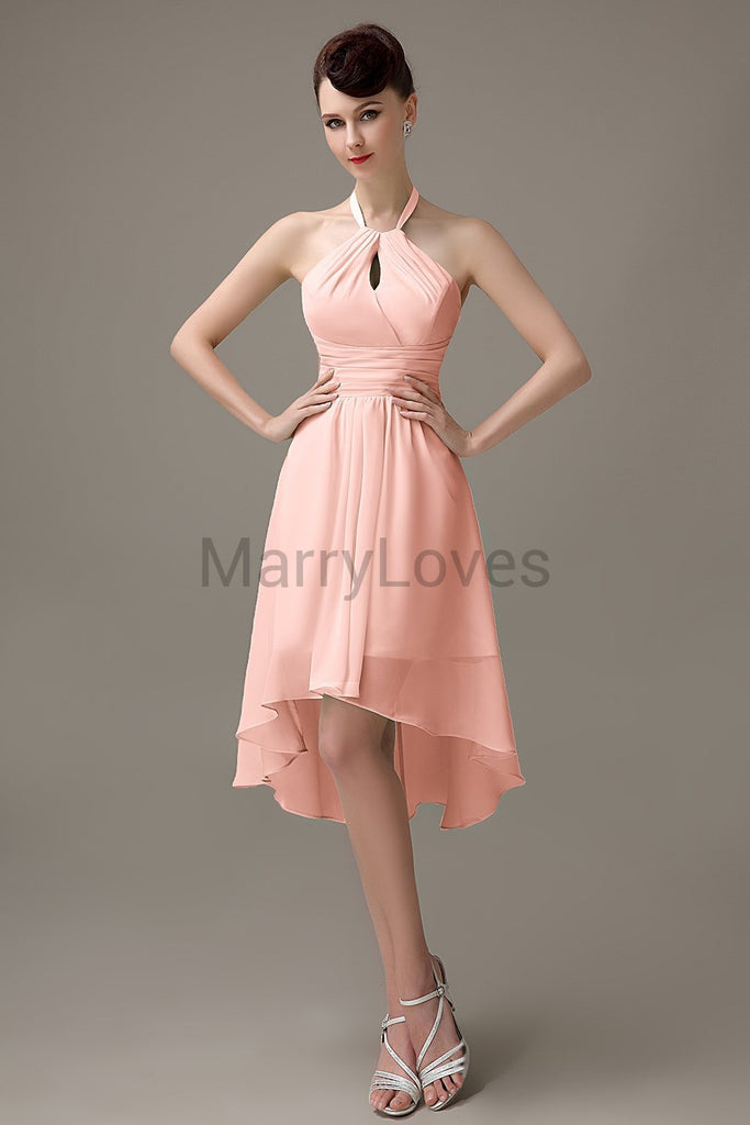 Halter High-Low Chiffon Bridesmaid Dresses