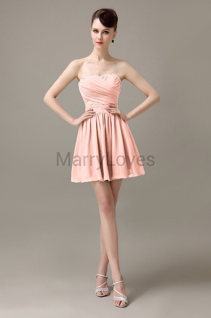 Sweetheart Chiffon Short Bridesmaid Dresses