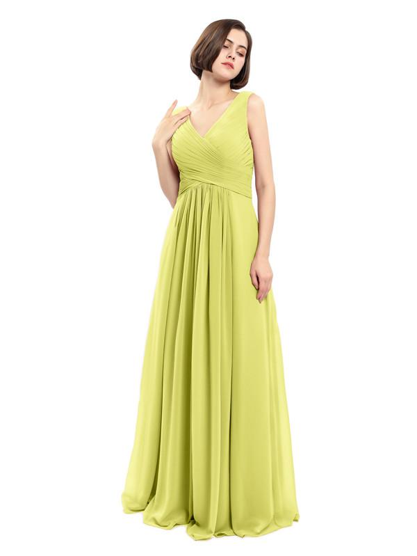 A-line V-neck Sleeveless Chiffon Bridesmaid Dresses