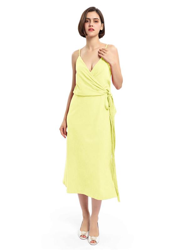 Spaghetti Straps V-neck Split Bridesmaid Dresses