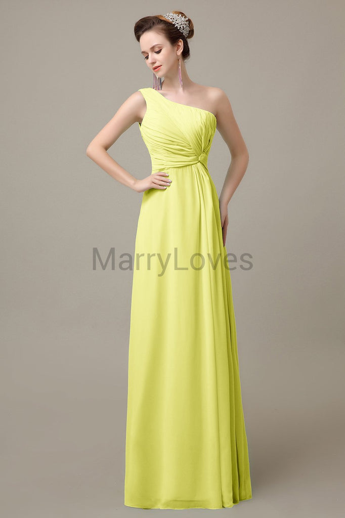 One Shoulder Long Chiffon Bridesmaid Dresses