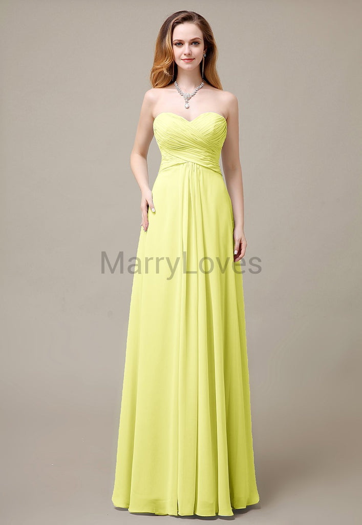 Cross-Pleated Chiffon Bridesmaid Dress with Sweetheart