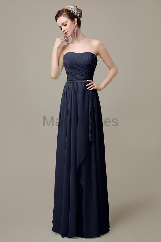 Strapless Pleats Chiffon Bridesmaid Dresses