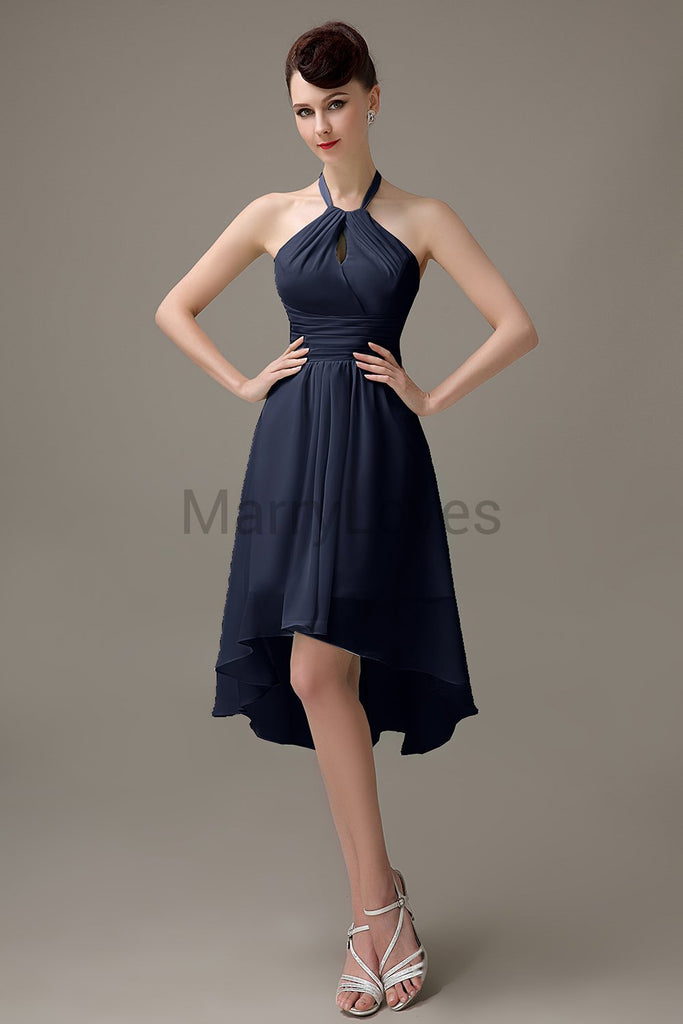 Halter High-Low Chiffon Bridesmaid Dresses