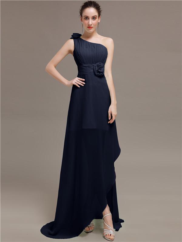 One Shoulder Flowers Bridesmaid Dresses