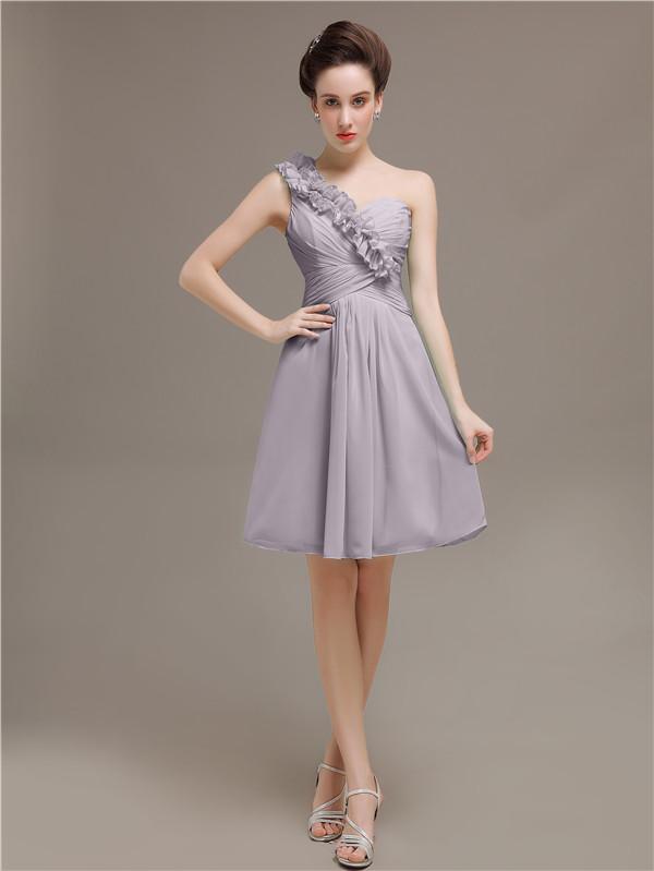 One Shoulder Pleats Bridesmaid Dresses