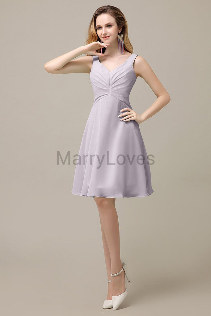 Simple V-Neck Chiffon Bridesmaid Dresses