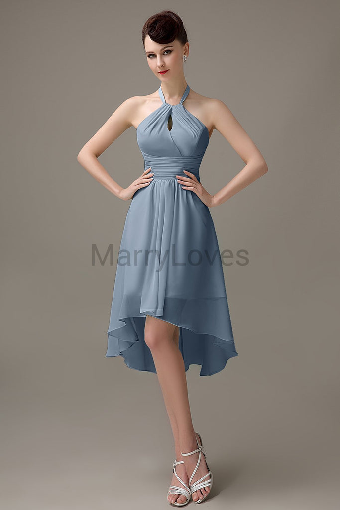 Halter High-Low Chiffon Bridesmaid Dresses