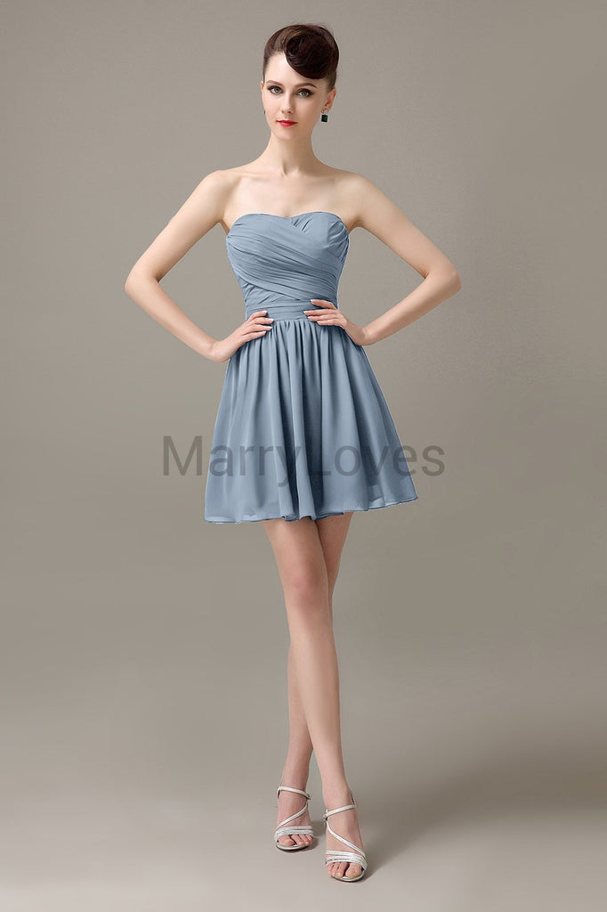 Sweetheart Chiffon Short Bridesmaid Dresses