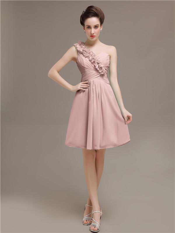 One Shoulder Pleats Bridesmaid Dresses