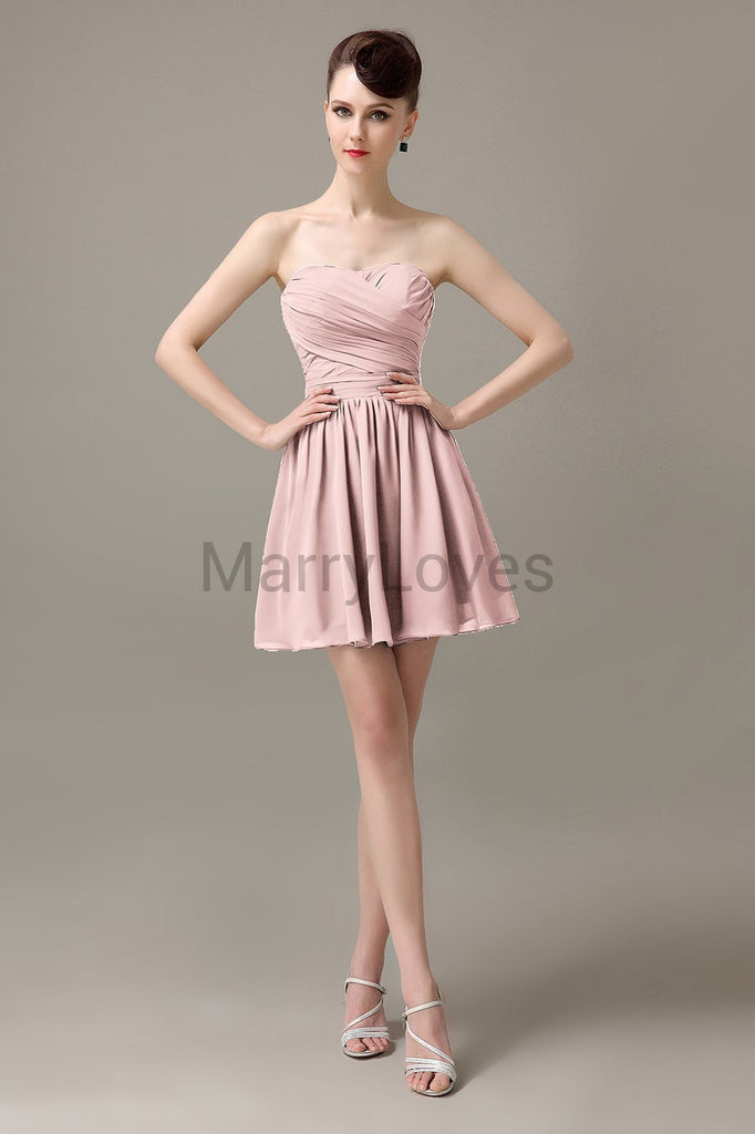 Sweetheart Chiffon Short Bridesmaid Dresses