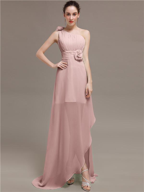 One Shoulder Flowers Bridesmaid Dresses