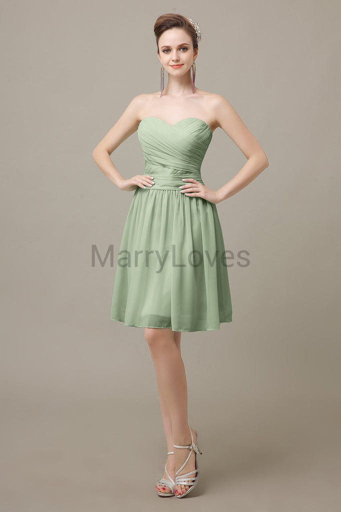 Sweetheart Short Chiffon Bridesmaid Dresses